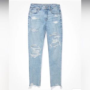 AE Strigid Ripped Mom Jean, these have been ripped up on the knees.
